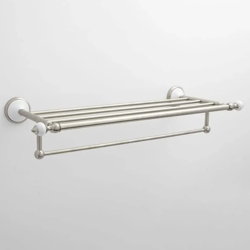 Signature Hardware 413149 Adelaide 21-3/8&#034; Solid Brass and Porcelain Towel Rack