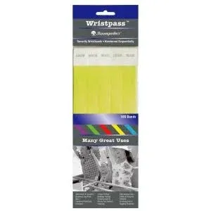 Baumgartens 85070 Security Wrist Band, Tear-Resistant, Yellow, 3/4" x 10", 100/Pk