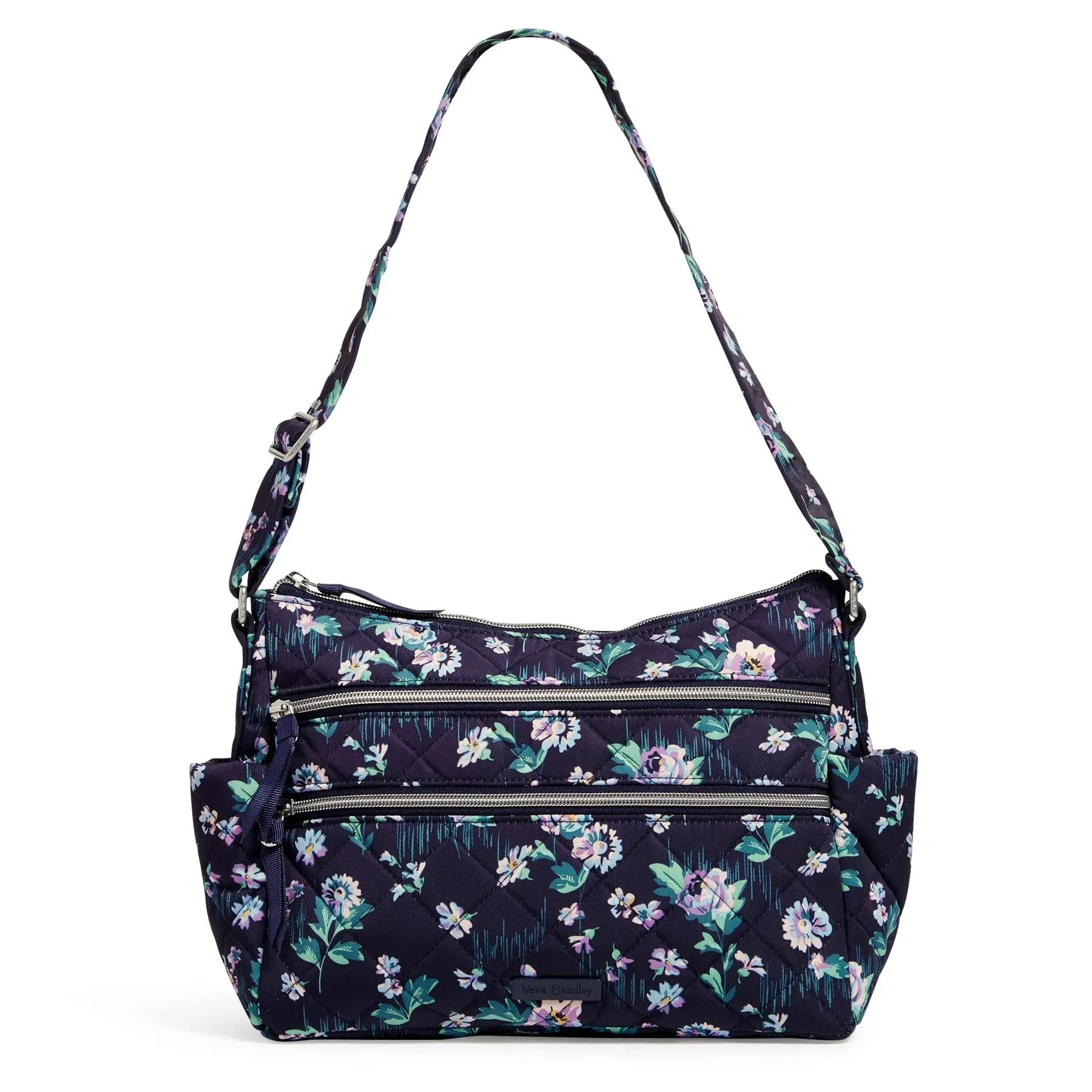 Vera Bradley Performance Twill Triple Zip Shoulder Bag in Navy Garden