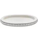 White Wood Beaded Tray, Decorative Farmhouse Style Oval Wooden Tray