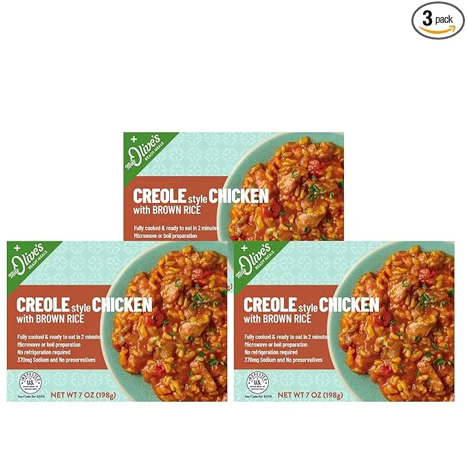 Miss Olives Creole Style Chicken with Brown Rice Microwavable Low Sodium Healthy ...