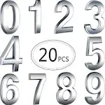 Hotop 20 Pieces Self-Adhesive Door House Numbers Mailbox Numbers Street Address Numbers for Mailbox Signs, 0 to 9 (White,2.76 Inch)