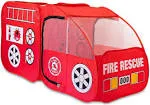 Kiddey Fire Truck Tent with Sound Button for Kids Toddlers Boys & Girls - Red Fire Engine Pop Up Pretend Playhouse Indoors & Outdoors -