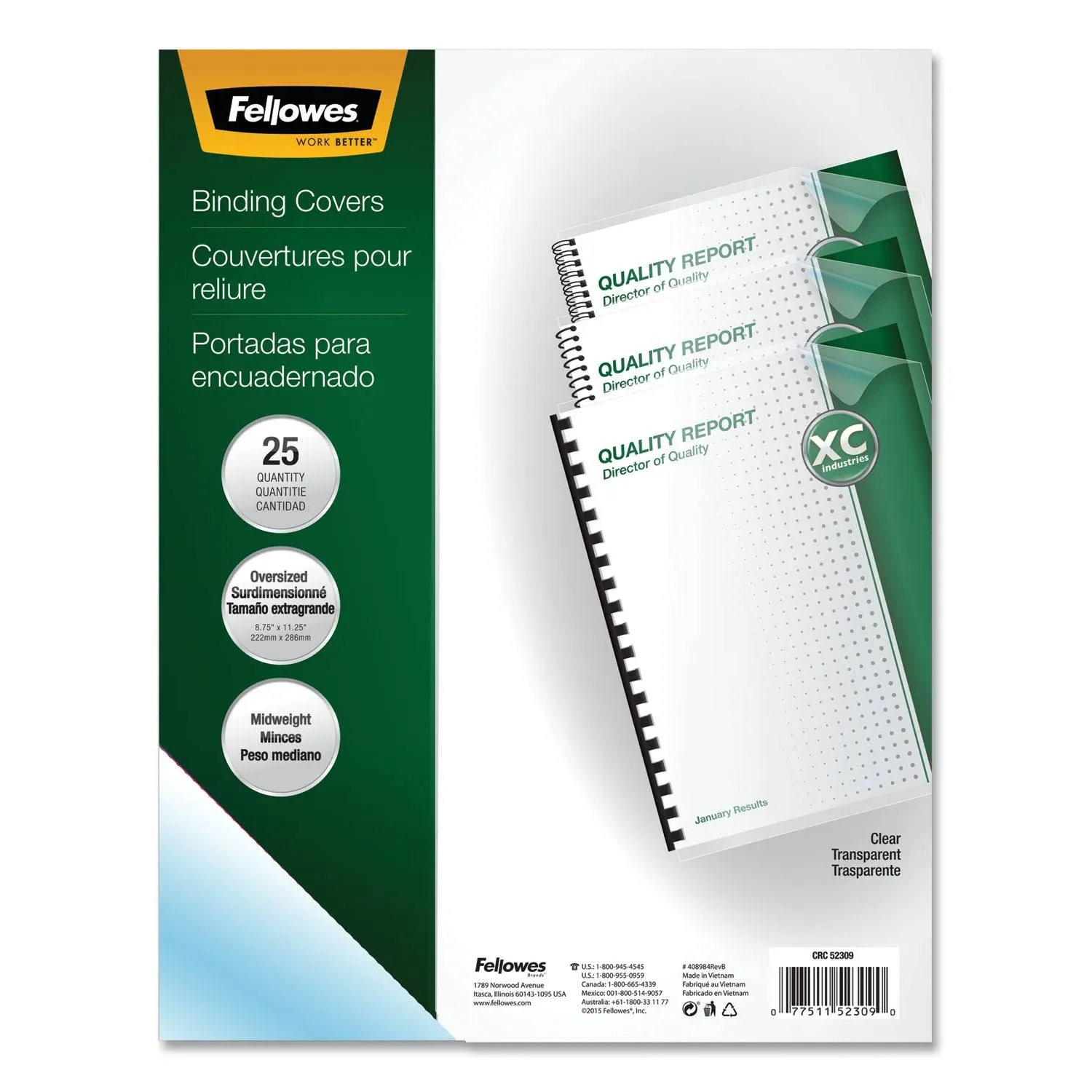 Fellowes Crystals Presentation Covers with Round Corners, 11 1/4 x 8 3/4, Clear ...