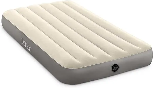 Intex 64101E Dura-Beam Standard Single-High Air Mattress: Fiber-Tech – Twin Size – 10in Bed Height – 300lb Weight Capacity – Pump Sold Separately