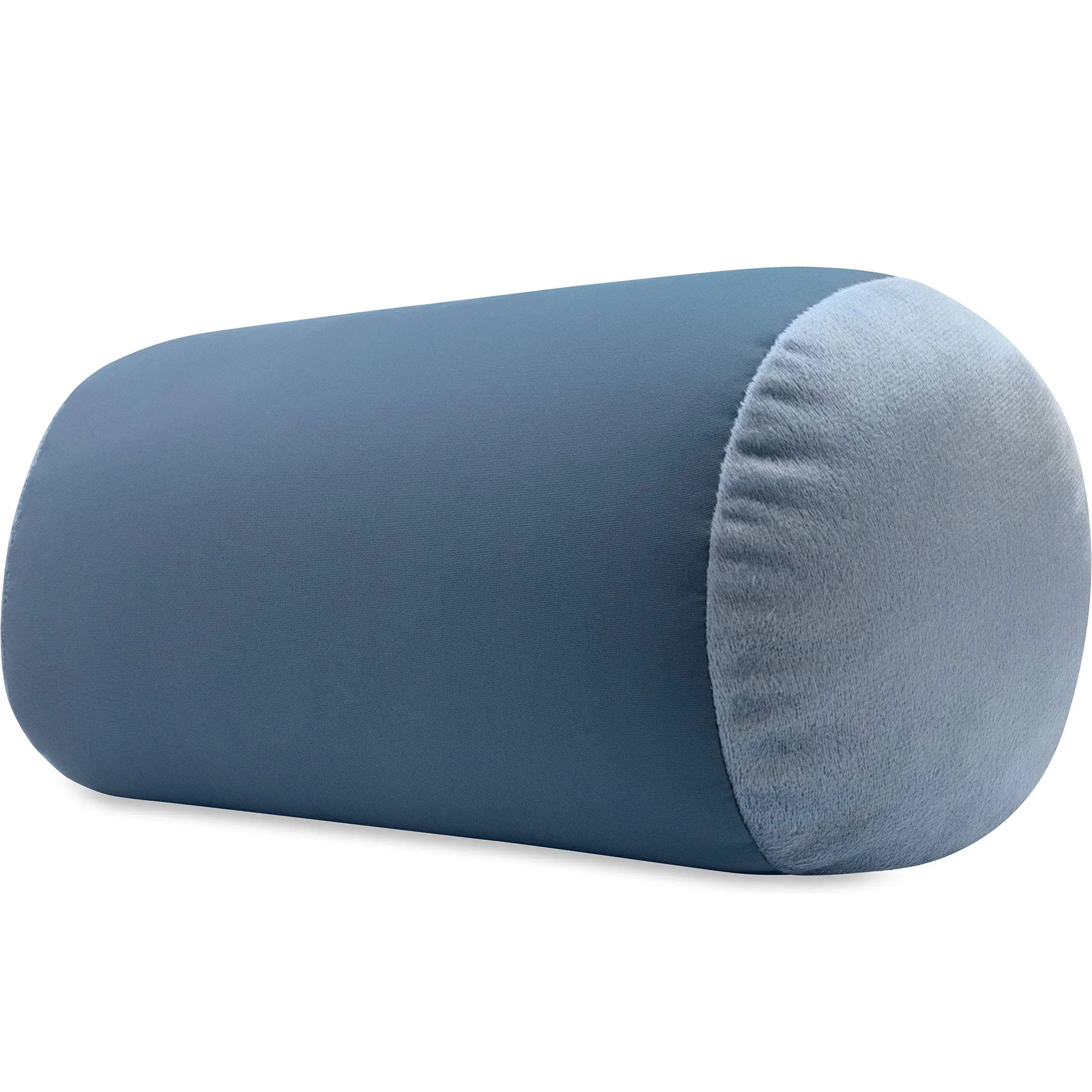 Microbead Bolster Neck Roll Pillow, Gently On Body, Head, Neck & Shoulders No Pain Rest, Relax Sleep - Silky Feel Prevent Wrinkles & Hair Breakage - Lightweight Cylinder Tube, 14" x 8", Peacock Blue