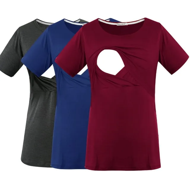 Smallshow Women's Maternity Nursing Tops Clothes Breastfeeding T-Shirts 3-Pack