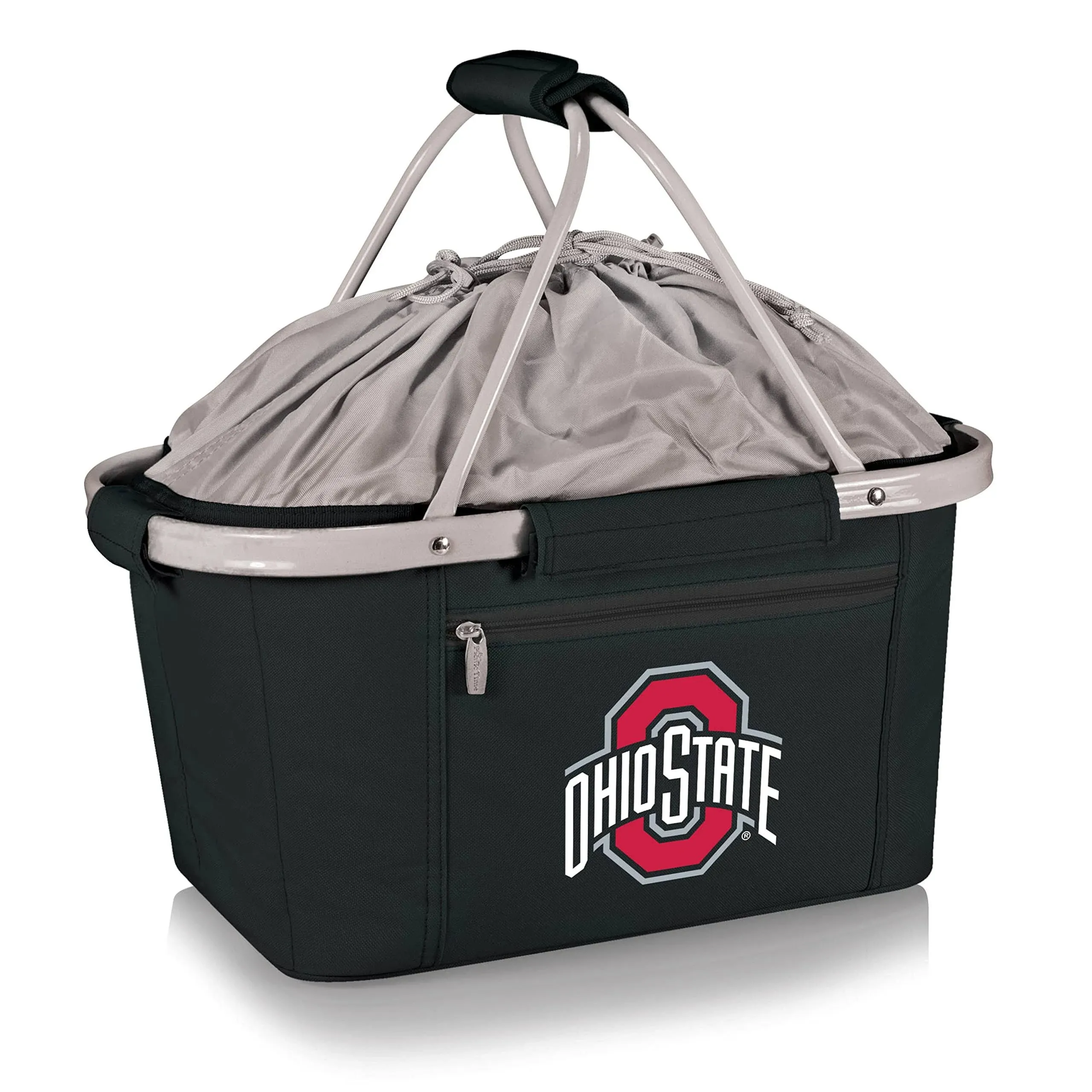 Picnic Time NCAA Ohio State Buckeyes Metro Basket Collapsible Cooler Tote - Lightweight and Durable Polyester, Red and Black Design