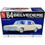 AMT 1964 Plymouth Belvedere with Slant-6 Engine &amp; V8 Model Kit - White...