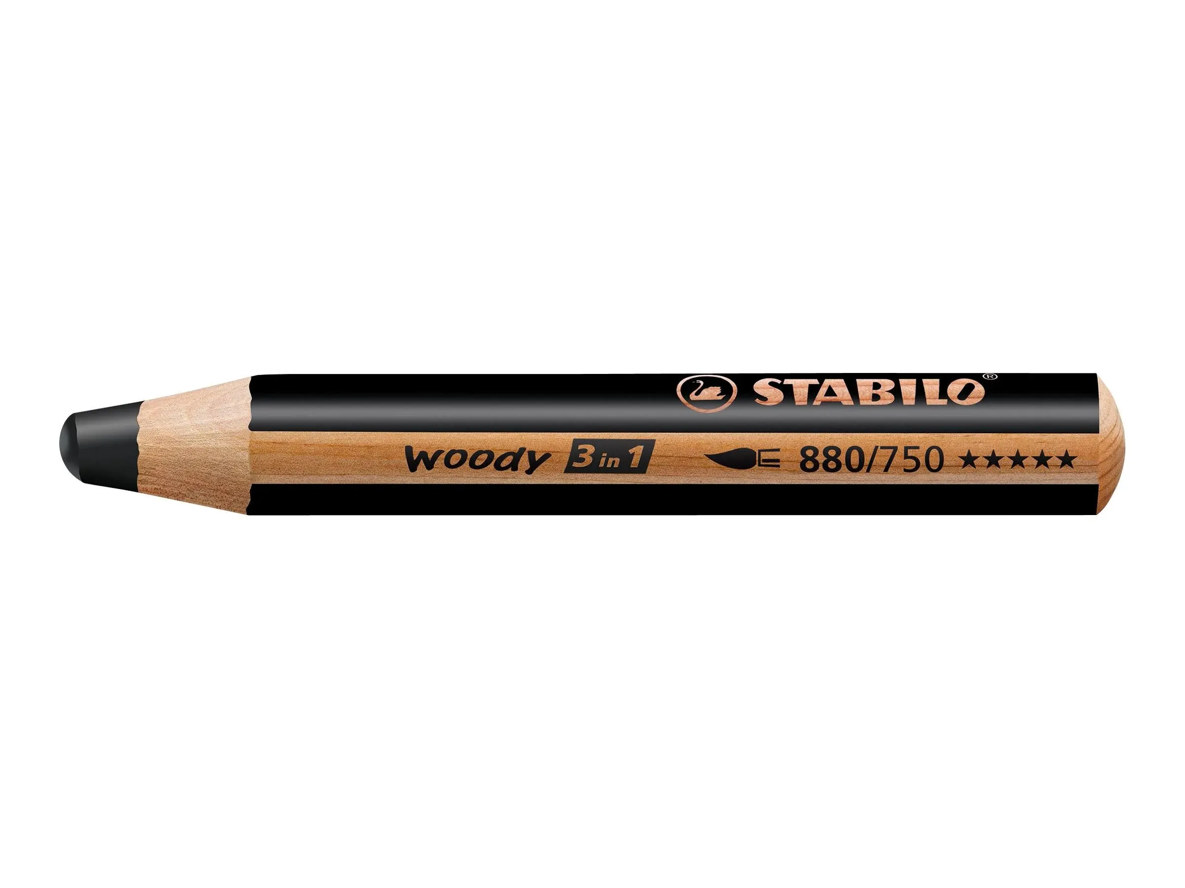 Multi-talented Pencil - Stabilo Woody 3 in 1 - Pack of 5 - Black