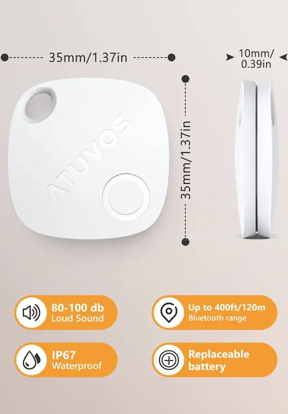 ATUVOS Luggage Tracker, Key Finder, Smart Bluetooth Tracker Pairs with Apple ...