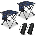 KABOER 2 Pack Folding Camping Stool Portable Outdoor Camping Chair for Fishing BBQ Hiking Gardening and Beach,Travel with Carry Bag(Camouflage Blue)