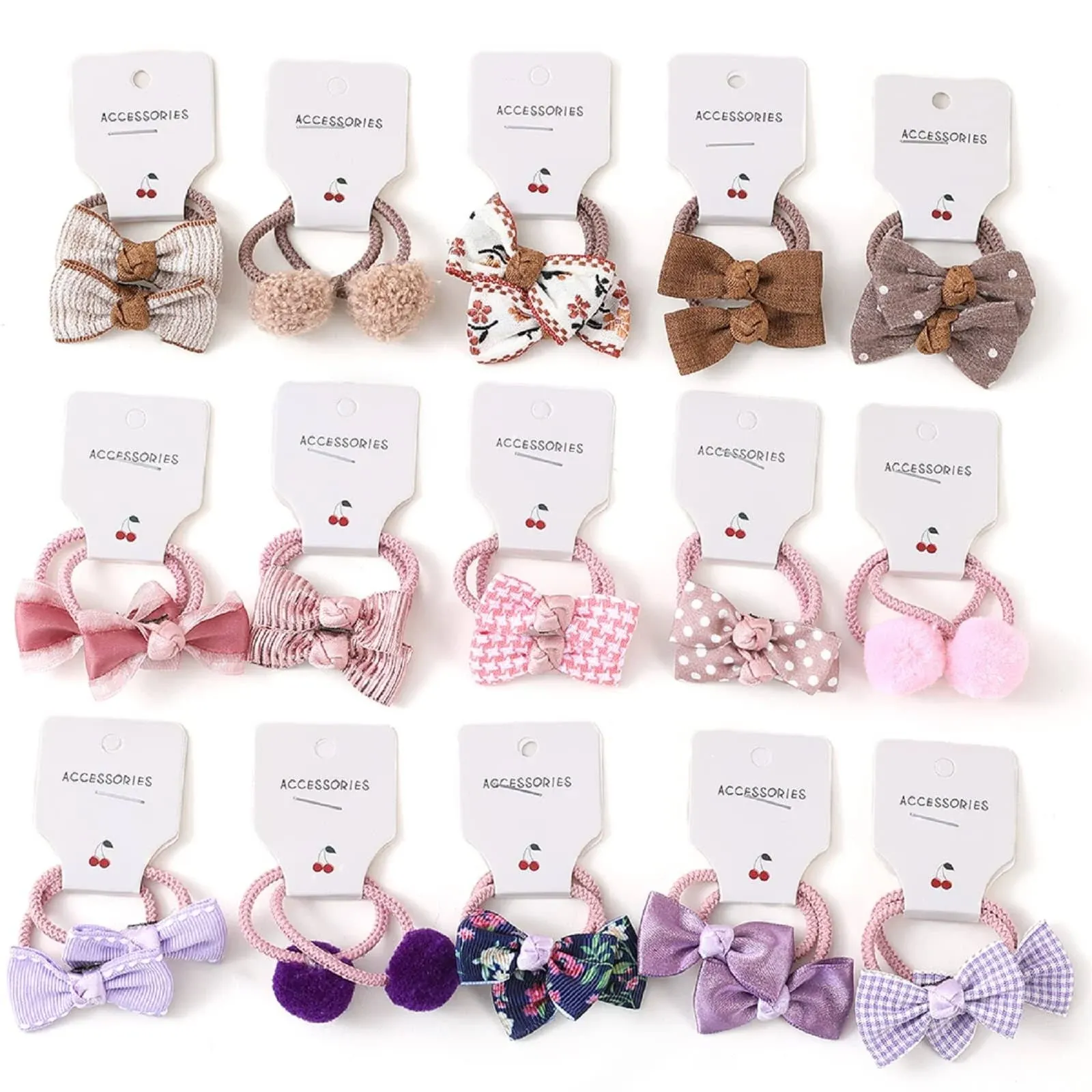 30 Pcs(15 pairs) Baby Girl Hair Ties With Bows 1.2 Inch Small Toddler Girls Ponytail Holders Pigtails Elastic Bands Hair Accessories For Kids