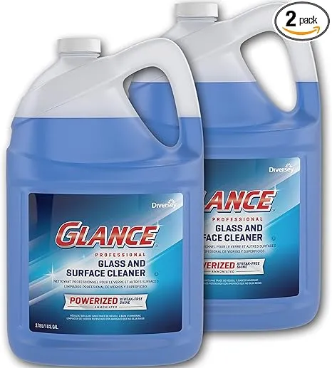 GLANCE CBD540311 Powerized Professional Glass & Surface Cleaner, Streak Free Commercial Ammoniated Window Spray, Ready-to-Use Refill, 1-Gallon (Pack of 2)