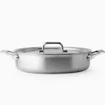 Misen 6 Quart Stainless Steel Rondeau Pot with Lid - 5-Ply Steel Braiser Pan with Handles