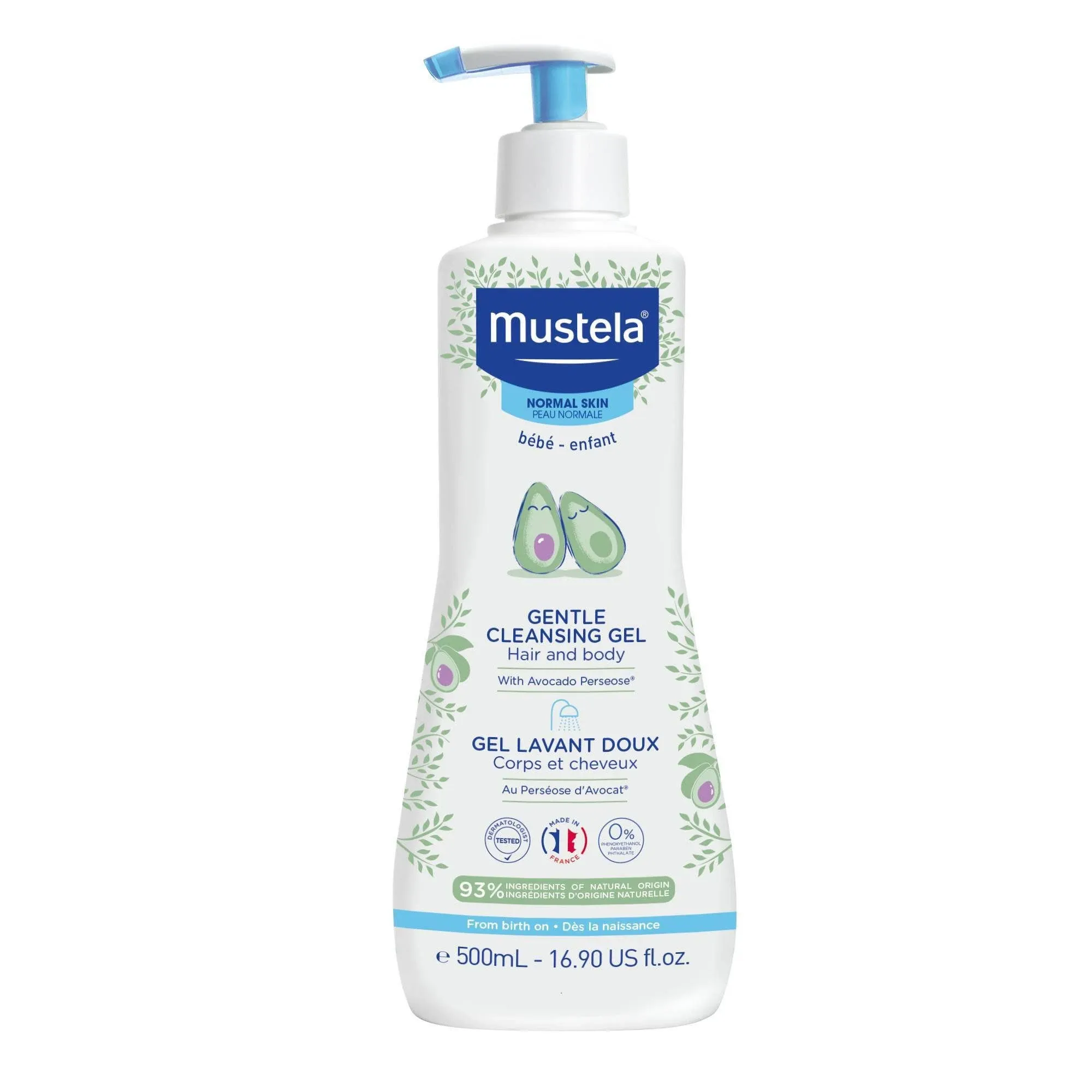 Mustela Cleansing Gel, Gentle, Hair and Body, Normal Skin - 16.90 US fl oz (500 ml)