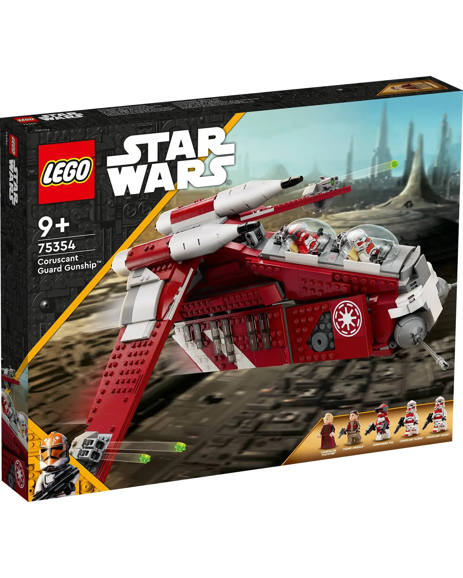 LEGO Star Wars: The Clone Wars Coruscant Guard Gunship 75354 Buildable Star Wars Toy for 9 Year Olds, Gift Idea for Star Wars Fans Including Chancellor Palpatine, Padme and 3 Clone Trooper Minifigures