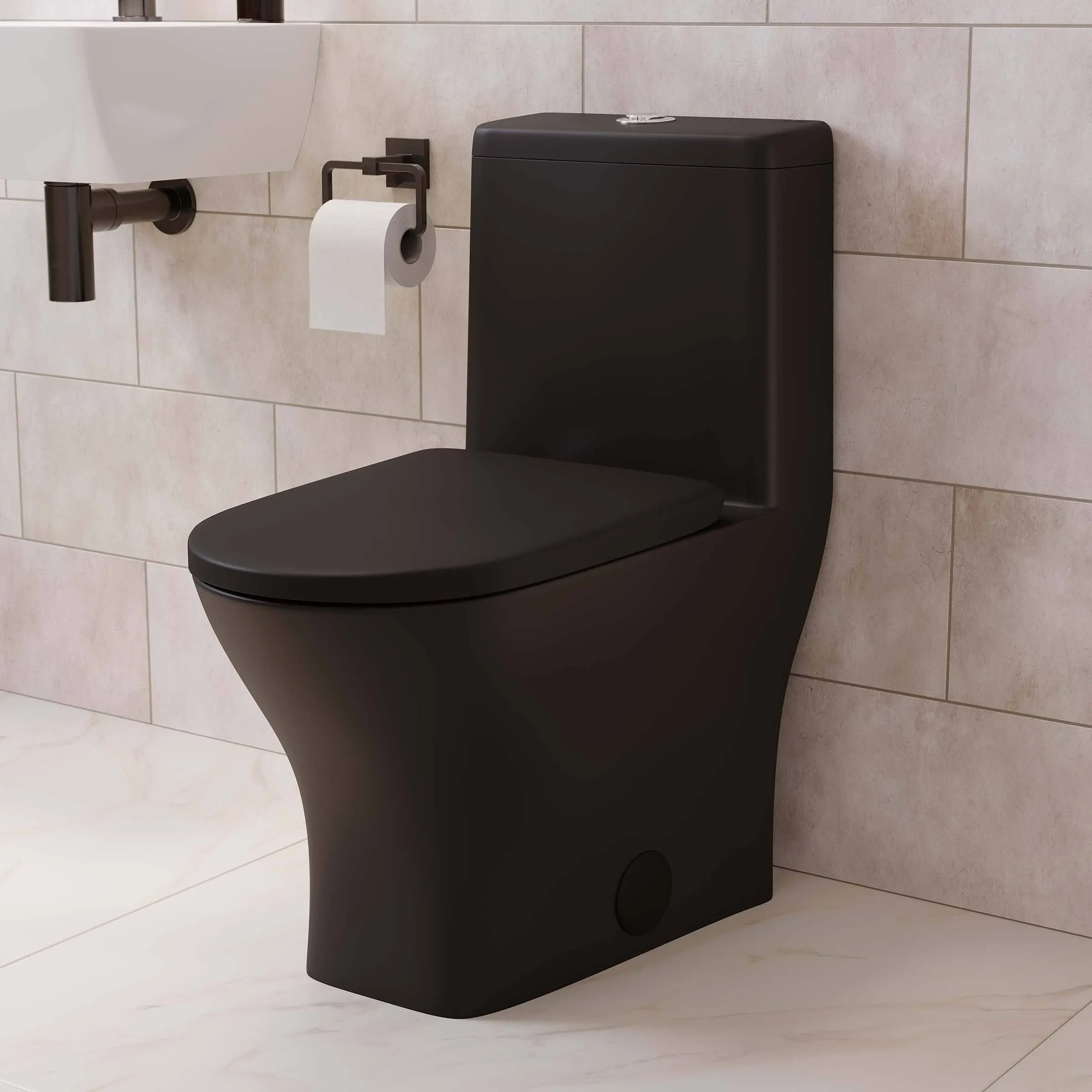 Swiss Madison Sublime II One-Piece Round Toilet Dual-Flush 1.1/1.6 GPF, Matte Black