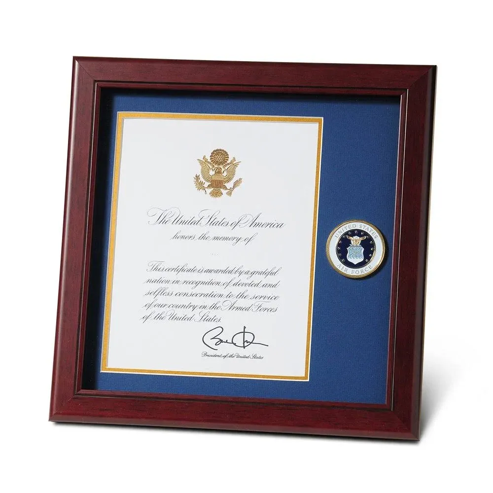 Air Force Presidential Memorial Certificate Frame with Medallion - 8 x 10 inch.