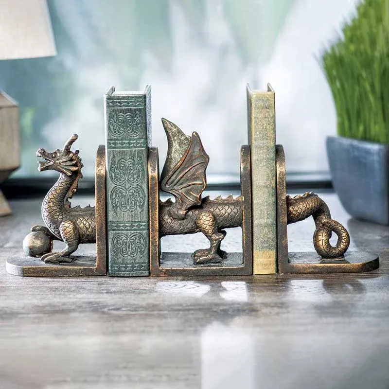 Mythical Dragon Bookend Trio