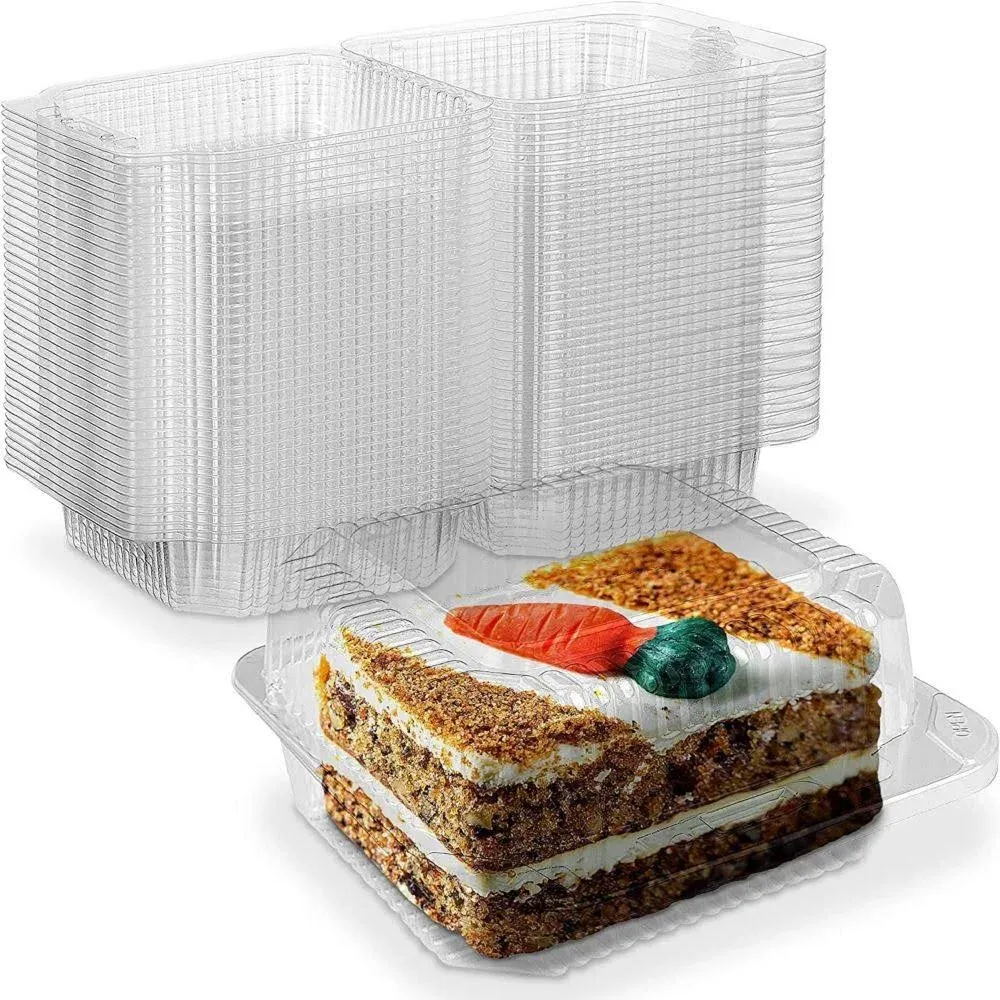 MT Products 6&#034; x 6&#034; x 3&#034; Plastic Square Hinged Food To Go Container - Pack of 50