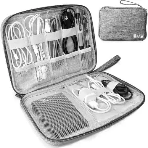 Electronics Accessories Organizer Bag,Portable Tech Gear Phone Accessories Storage Carrying Travel Case Bag, Headphone Earphone Cable Organizer Bag (M, Black)