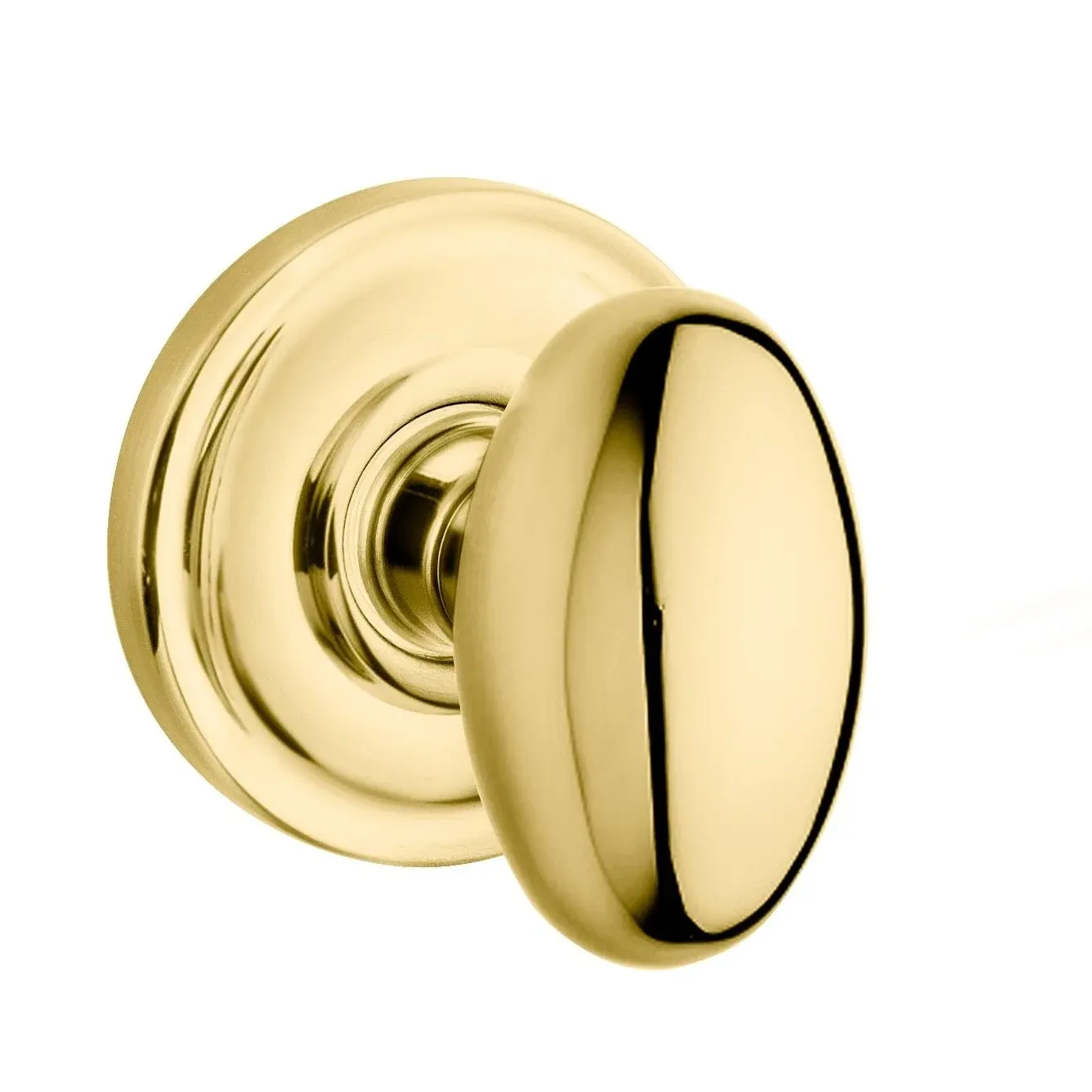 Quick Ship Collection - Single Dummy Door Knob with Classic Rose in Lifetime PVD Polished Brass by Baldwin Hardware