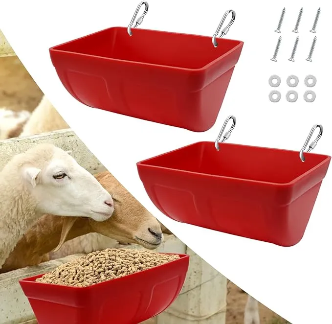 Beyoogeem 2 Pack Chicken Feeder Feed Trough with Clips Hanging Fence Feeder for ...