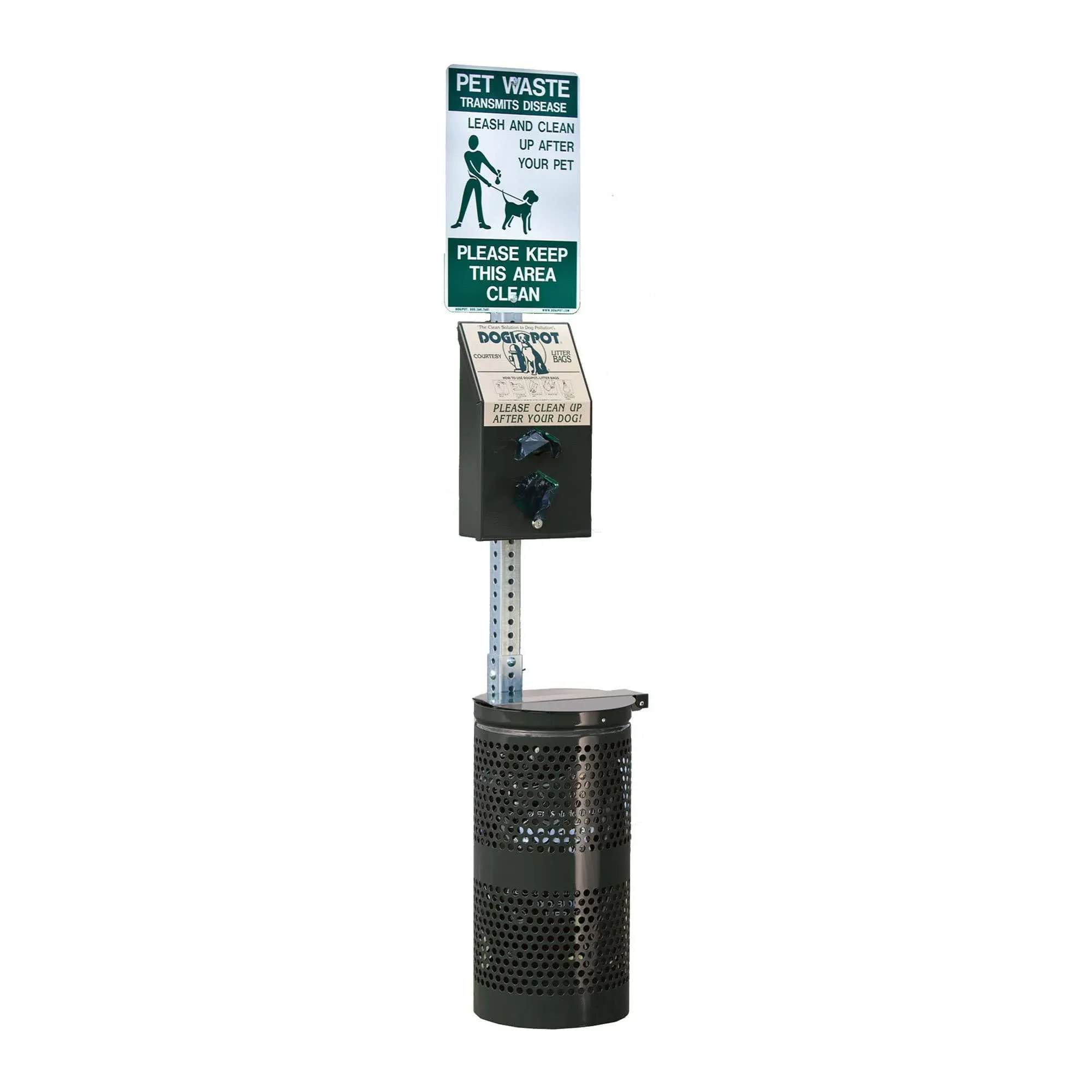 Dogipot 1003A-L Pet Station Includes Sign, Dispenser, Aluminum Receptacle