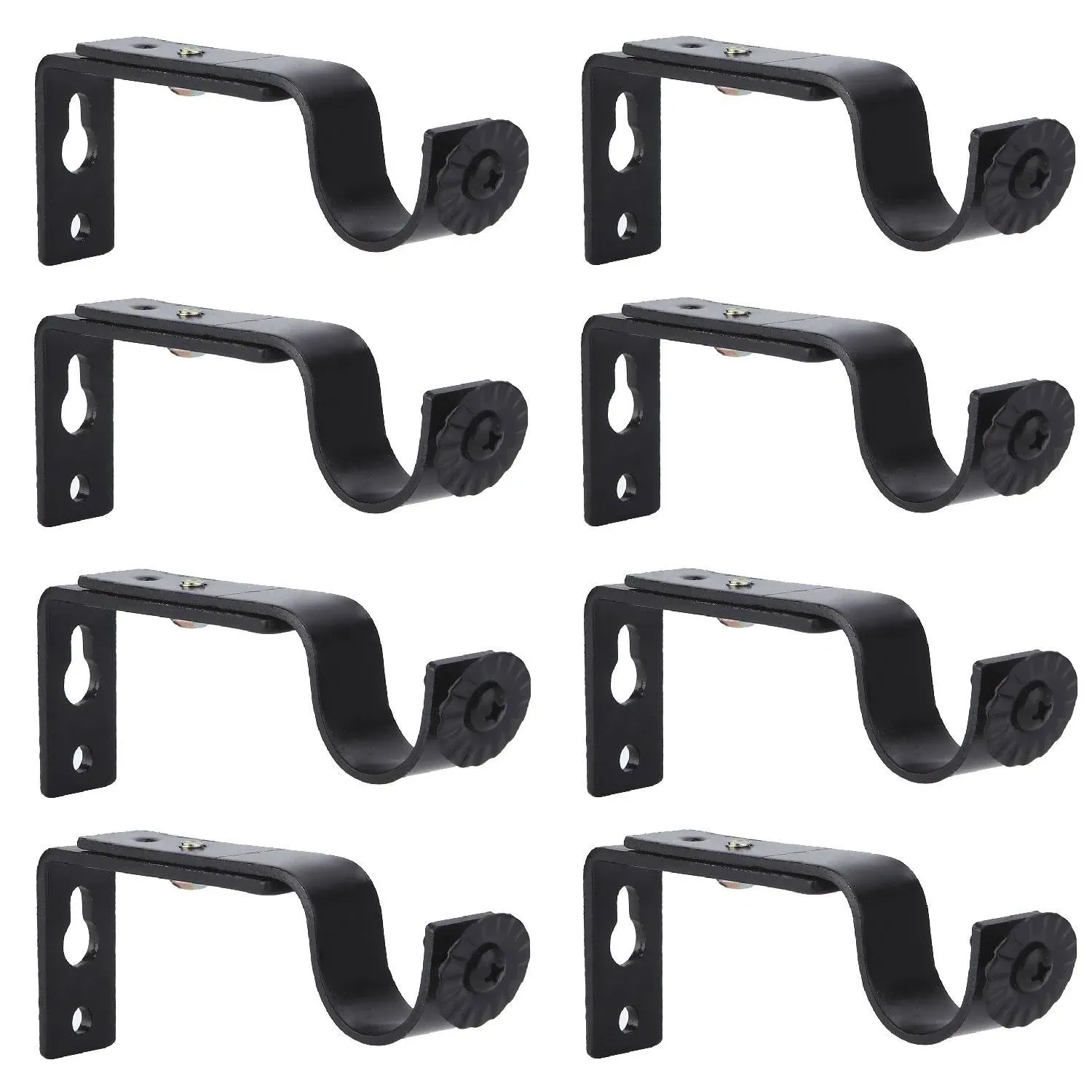 Set of 8 Curtain Rod Brackets for 3/4 or 5/8 Inch Rod Black