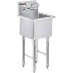 DuraSteel 1 Compartment Stainless Steel Commercial Food Preparation Sink with 6 ...