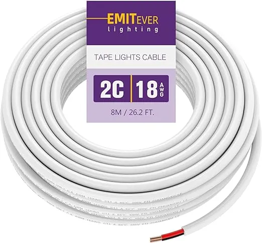 EMITEVER Wall Cable LED Lighting Copper Wire, 18 Gauge, Multi, 26 Foot