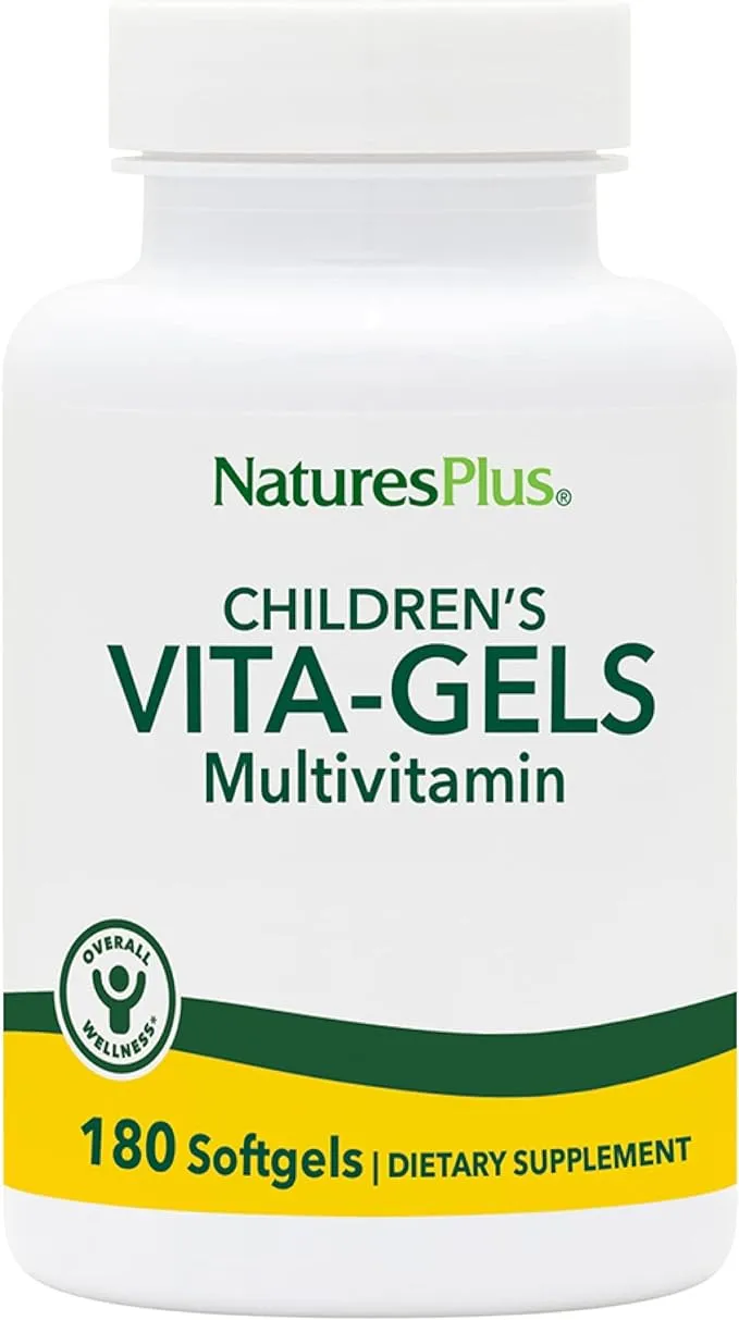 Natures Plus Childrens Vita-Gels - 180 Easy to Swallow Softgels - Natural Orange Flavor- Childrens Multivitamin & Mineral Supplement - for Health, Energy - Gluten-Free - 180 Servings