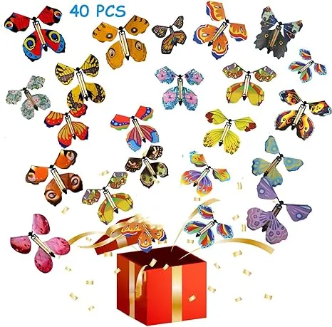 Scettar 40 Pcs Magic Flying Butterfly, 20 Different Pattern Fairy Flying Toys ...