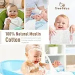 Yoofoss Muslin Burp Cloths for Baby 10 Pack 100% Cotton Baby Washcloths for B...