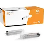 BH Supplies 60ml Luer Lock Tip Syringes (No Needle) - Sterile, Individually Wrapped - 50 Syringes