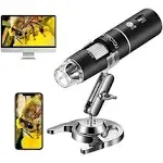 Wireless Digital Microscope 50X-1000X 1080P Handheld Portable Mini WiFi USB Microscope Camera with 8 LED Lights for iPhone/iPad/Smartphone/Tablet/PC