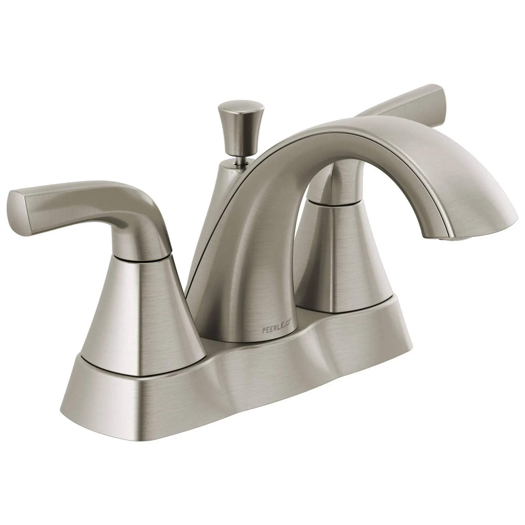 Peerless Parkwood Brushed Nickel 4-in centerset 2-Handle WaterSense Bathroom Sink Faucet with Drain Lowes.com