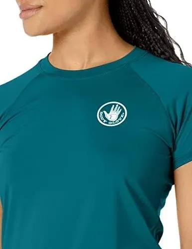 Body Glove Women's in Motion Short Sleeve Rash Guard - Kingfisher XL | Nylon/Spandex - Swimoutlet.com