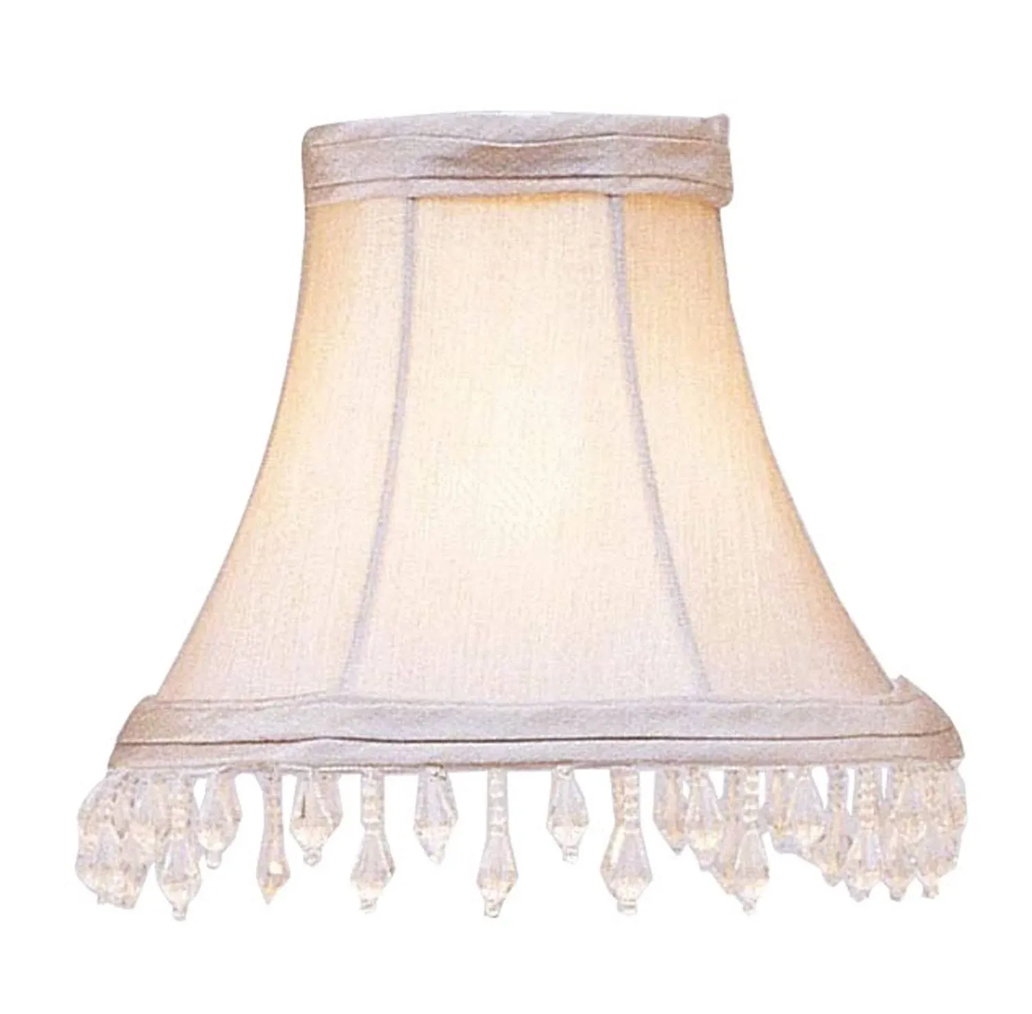 Livex Lighting Pewter Bell Clip Shade with Clear Beads, Size: 5.1\, Beige