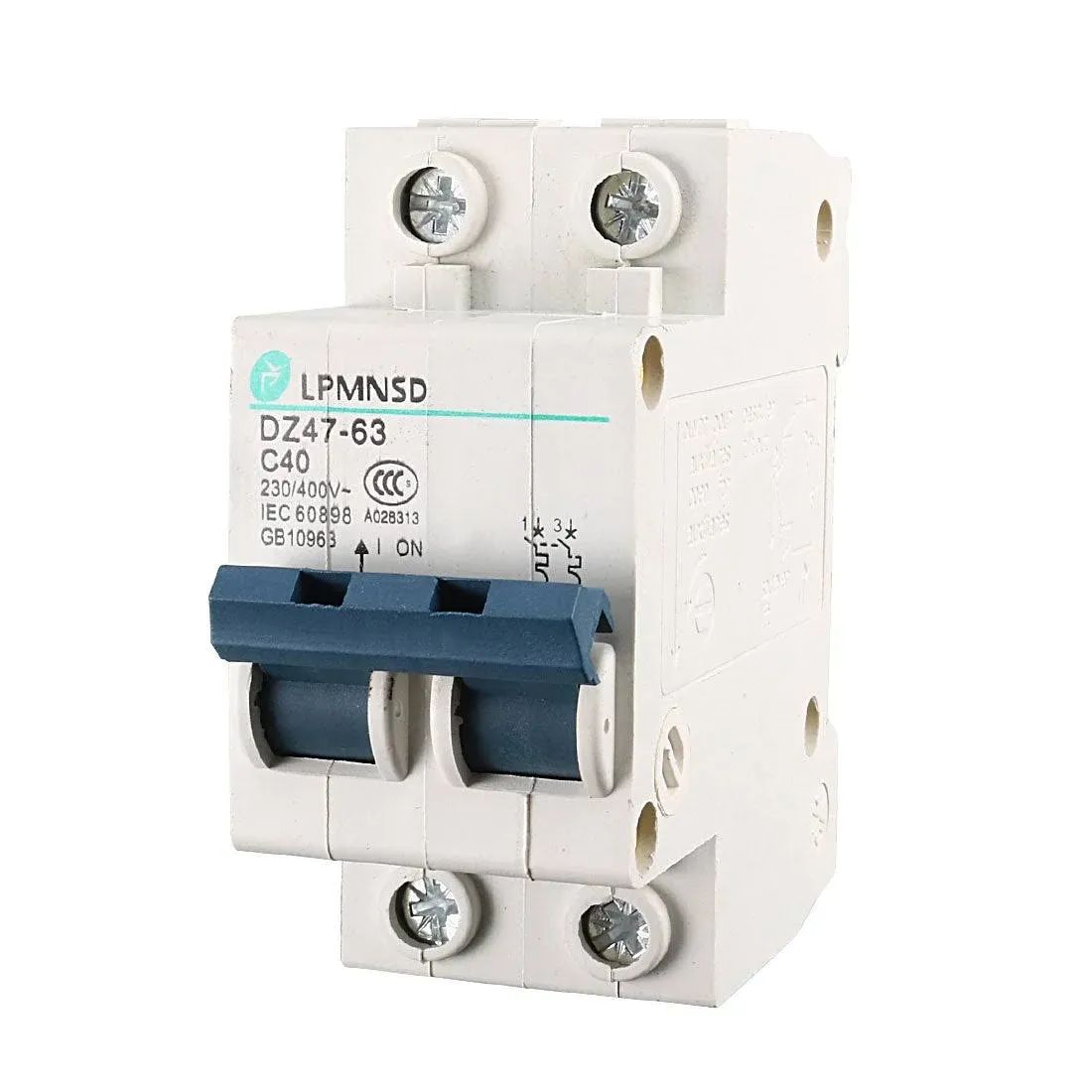 AC 230V/400V 40A ON/OFF Switch Double Pole Mini Circuit Breaker 6000A