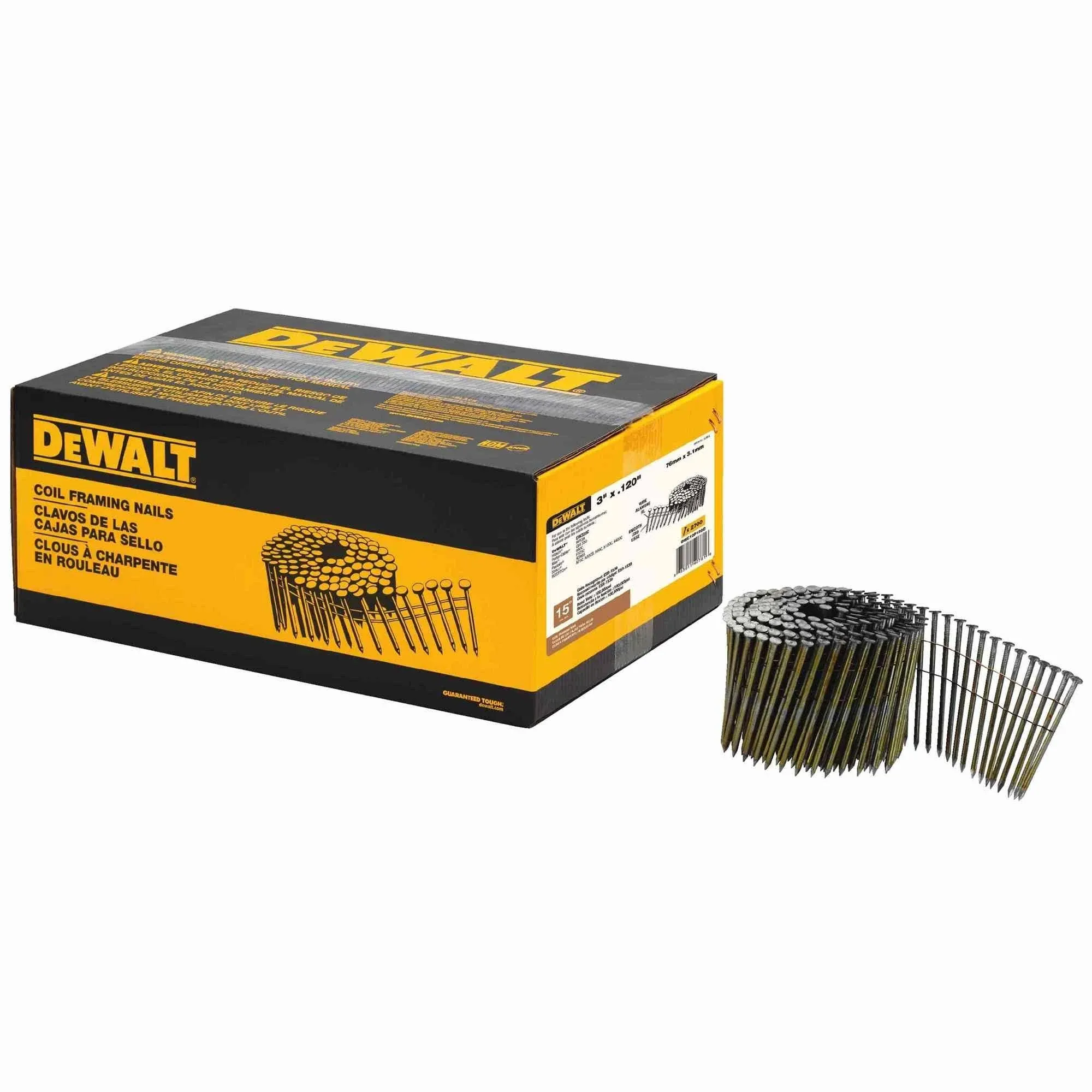 Dewalt 3 1/4 X .120 In Galvanized Metal Coil Nails 2700Qty