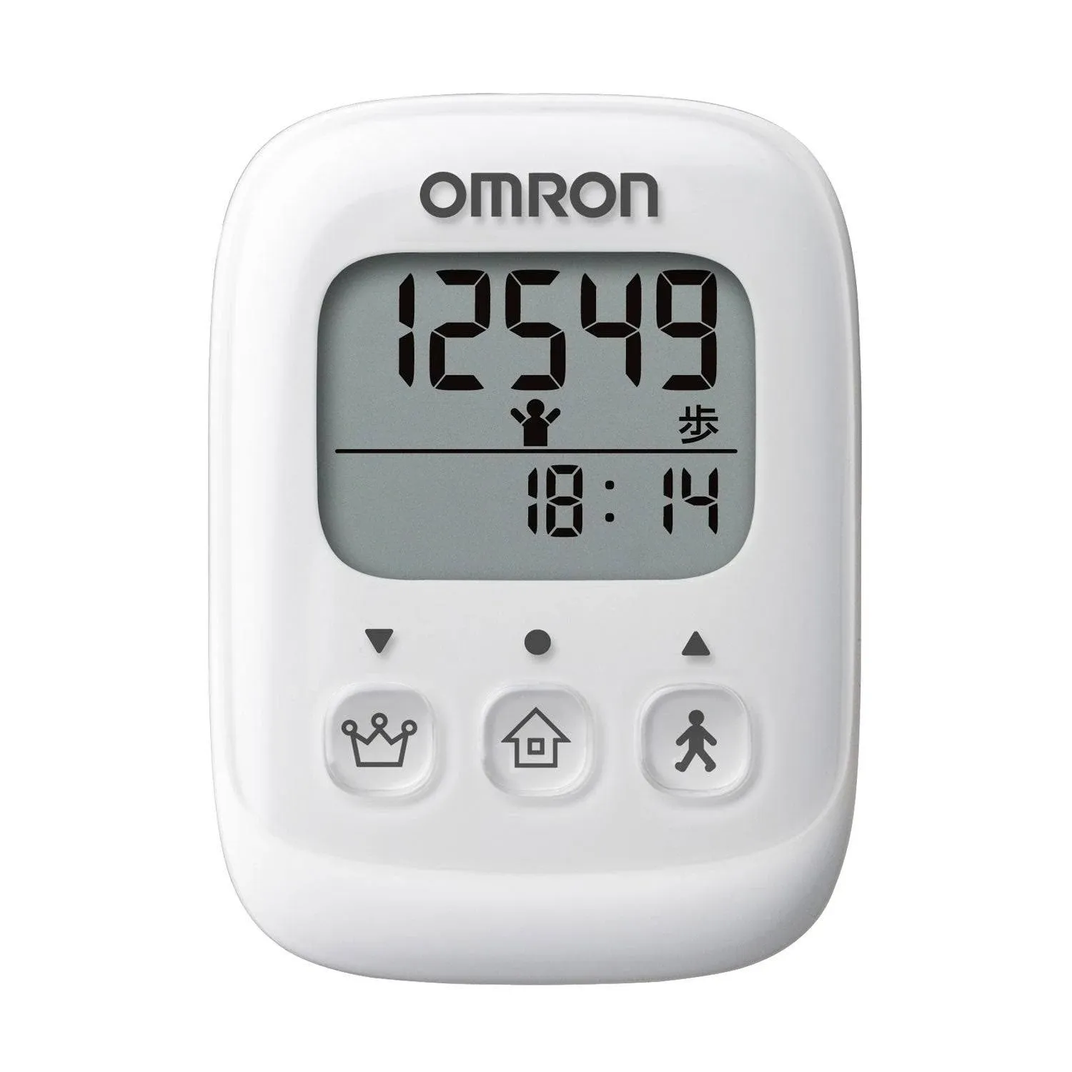 OMRON Pedometer White HJ-325-W With Drop Prevention Strap & Clip Battery Powered