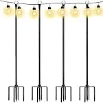 Walensee String Light Poles with Hook Outdoor Metal Lighting Pole for Hanging String Lights for Garden Party 9.4FT Lights Hanger with 5-Prong Fork Steel Stand Holder for Patio Christmas Wedding