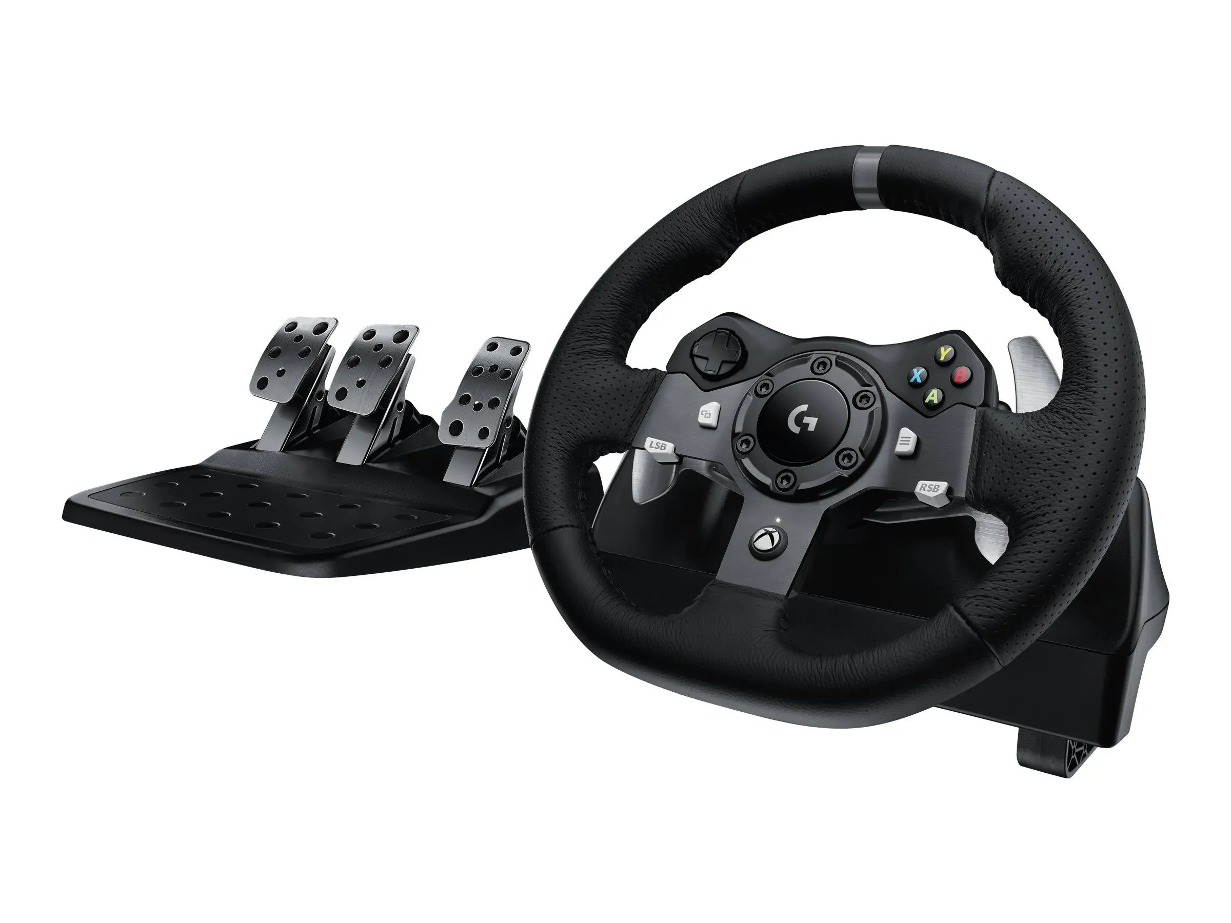 Logitech G920 Driving Force Racing Wheel and Floor Pedals, Real Force Feedback, Stainless Steel Paddle Shifters, Leather Steering Wheel Cover for Xbox Series X|S, Xbox One, PC, Mac - Black