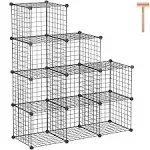 C&AHOME Wire Cube Storage Organizer, 9-Cube Metal Wire Grids Storage, Storage Bins Shelves, Modular Bookshelf, Closet Cabinet ID