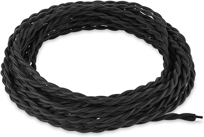 FadimiKoo Electrical Cord 55ft Twisted Cloth Cord, 18/2 Cotton Covered Electrical ...