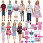 34Pcs Doll Clothes and Accessories for 12 Inch Boy and Girl Dolls Chef Kitche...