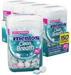 Mentos Clean Breath Hard Mints, Intense Wintergreen - 4 - 150 piece bottles [600 pieces]