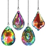 4 Pieces Crystal Ceiling Fan Pull Chain Rainbow Maker Pull Chain Extension with Connector